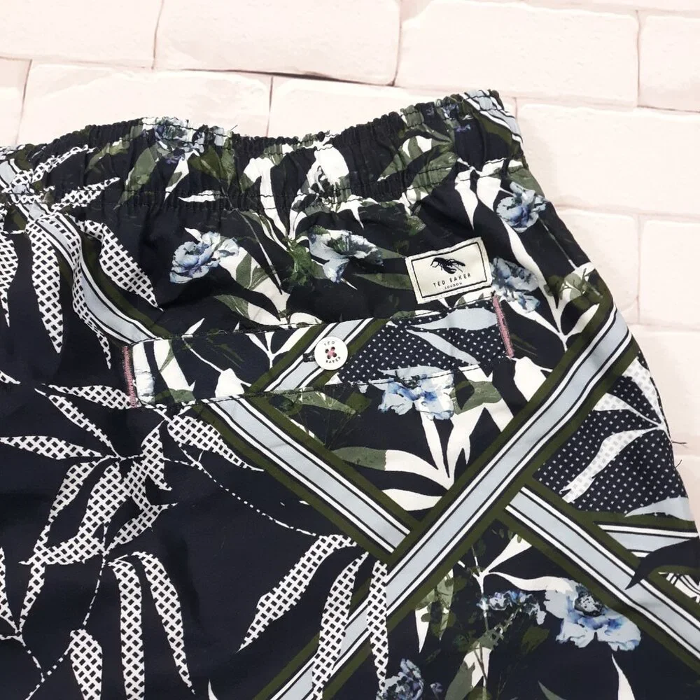 Ted Baker Swim Trunks Mens Size 7 Beach Surf Elastic Waist Lined Lobster‎ Navy